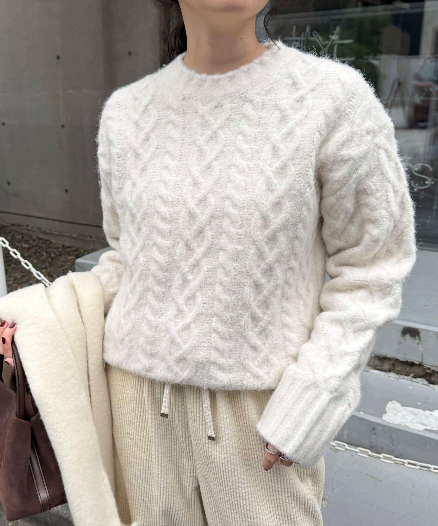 蓬鬆花紋針織套頭衫