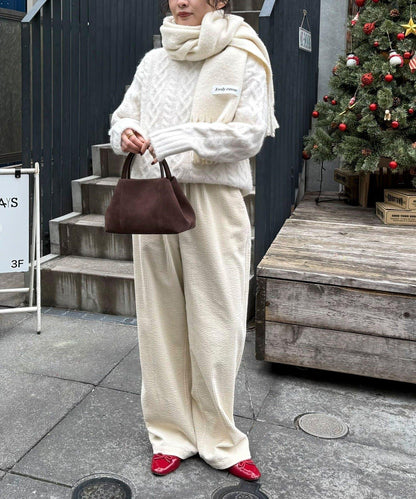 蓬鬆花紋針織套頭衫