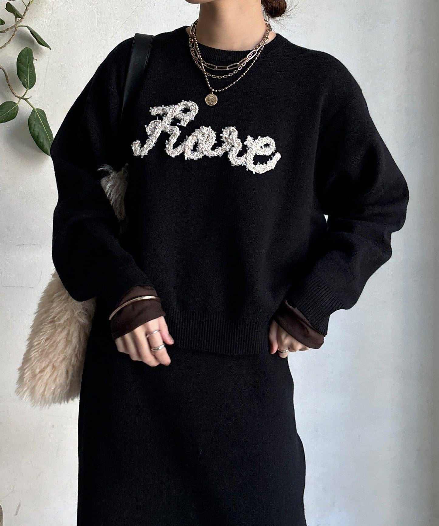 【套裝可搭配/官網限定】花呢織帶標誌針織衫