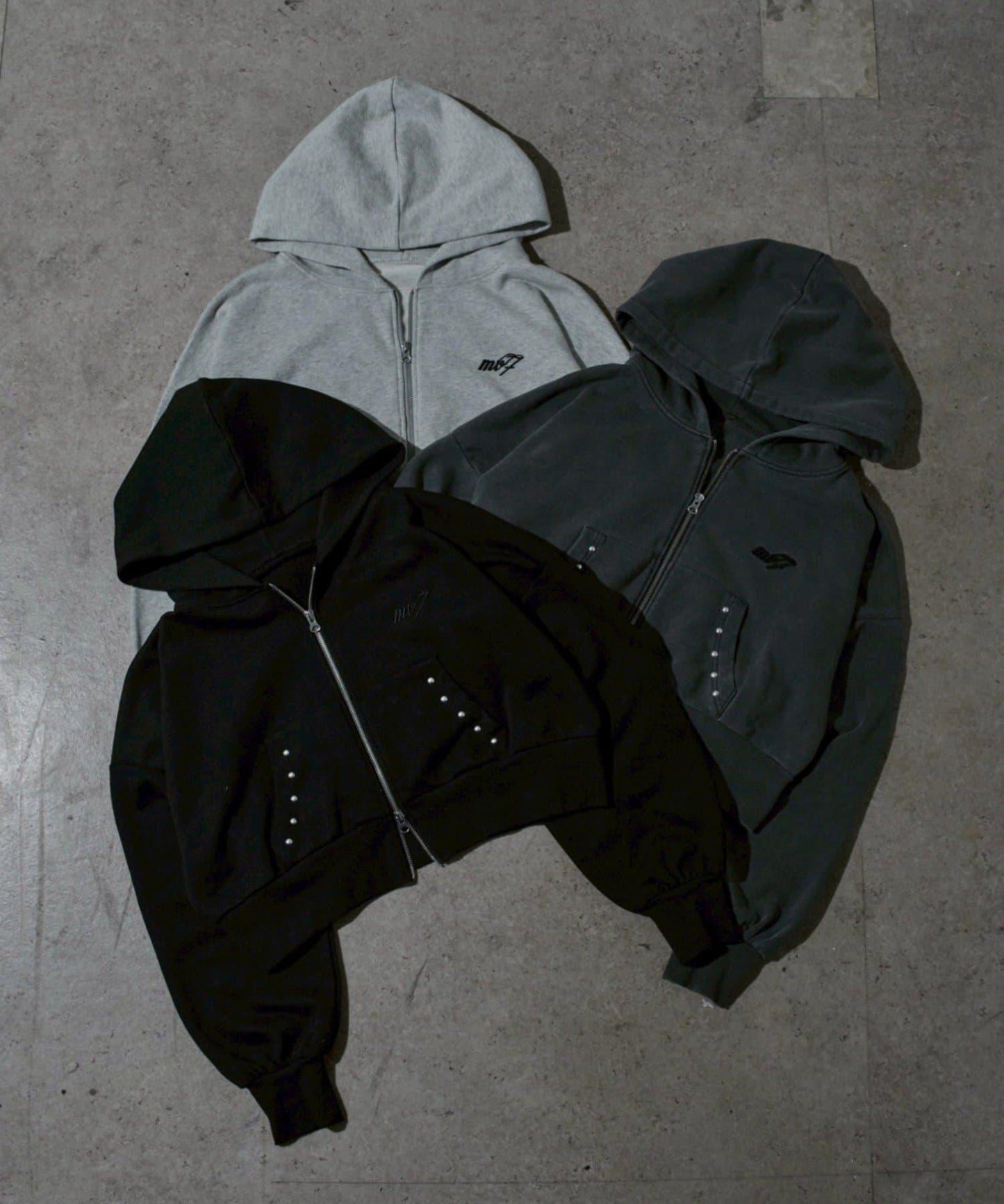 【Mavie..7】鉚釘裝飾衛衣連帽衫