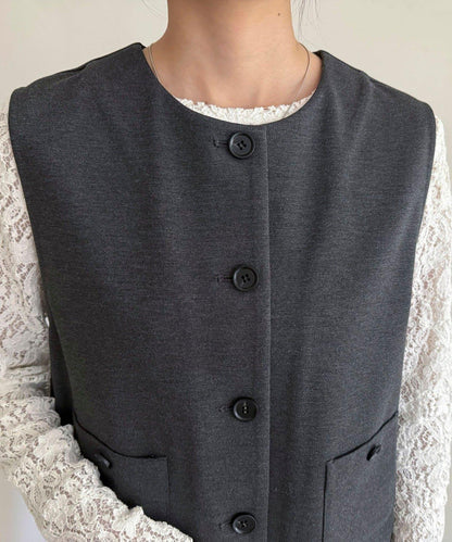 【套裝可搭配】無領馬甲