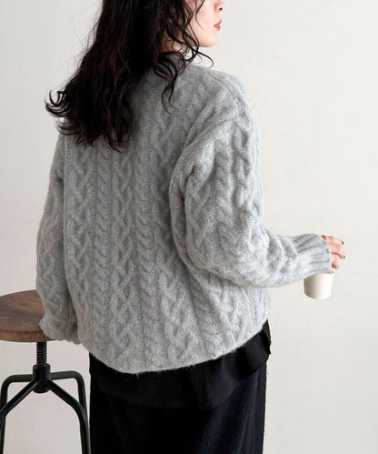 蓬鬆花紋針織套頭衫