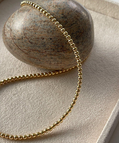 《スターリングシルバー/ゴールドメッキ使用》納瓦霍珍珠3×40項鍊