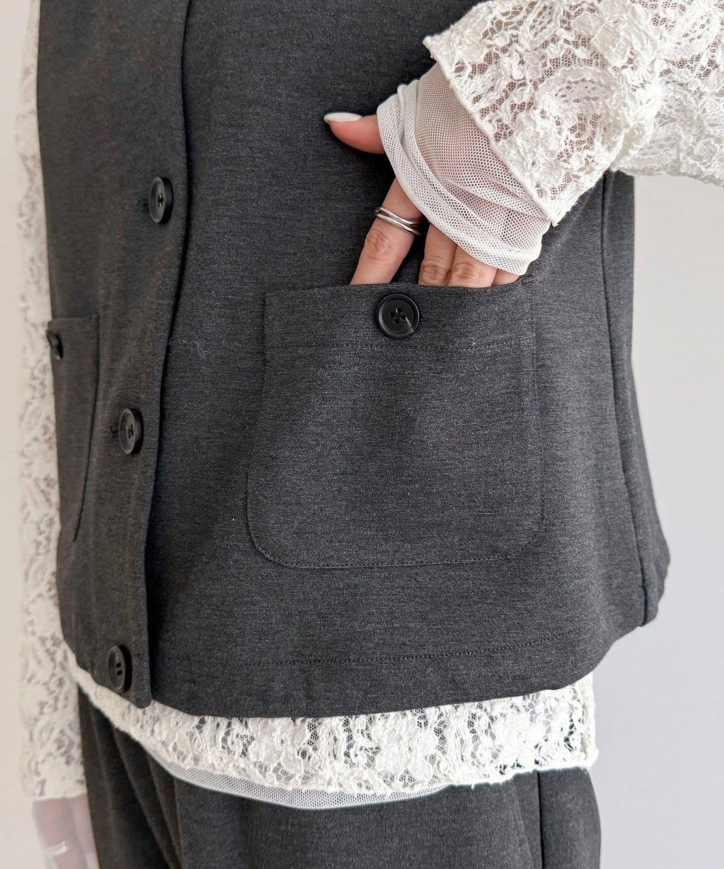 【套裝可搭配】無領馬甲