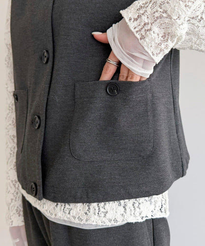 【套裝可搭配】無領馬甲