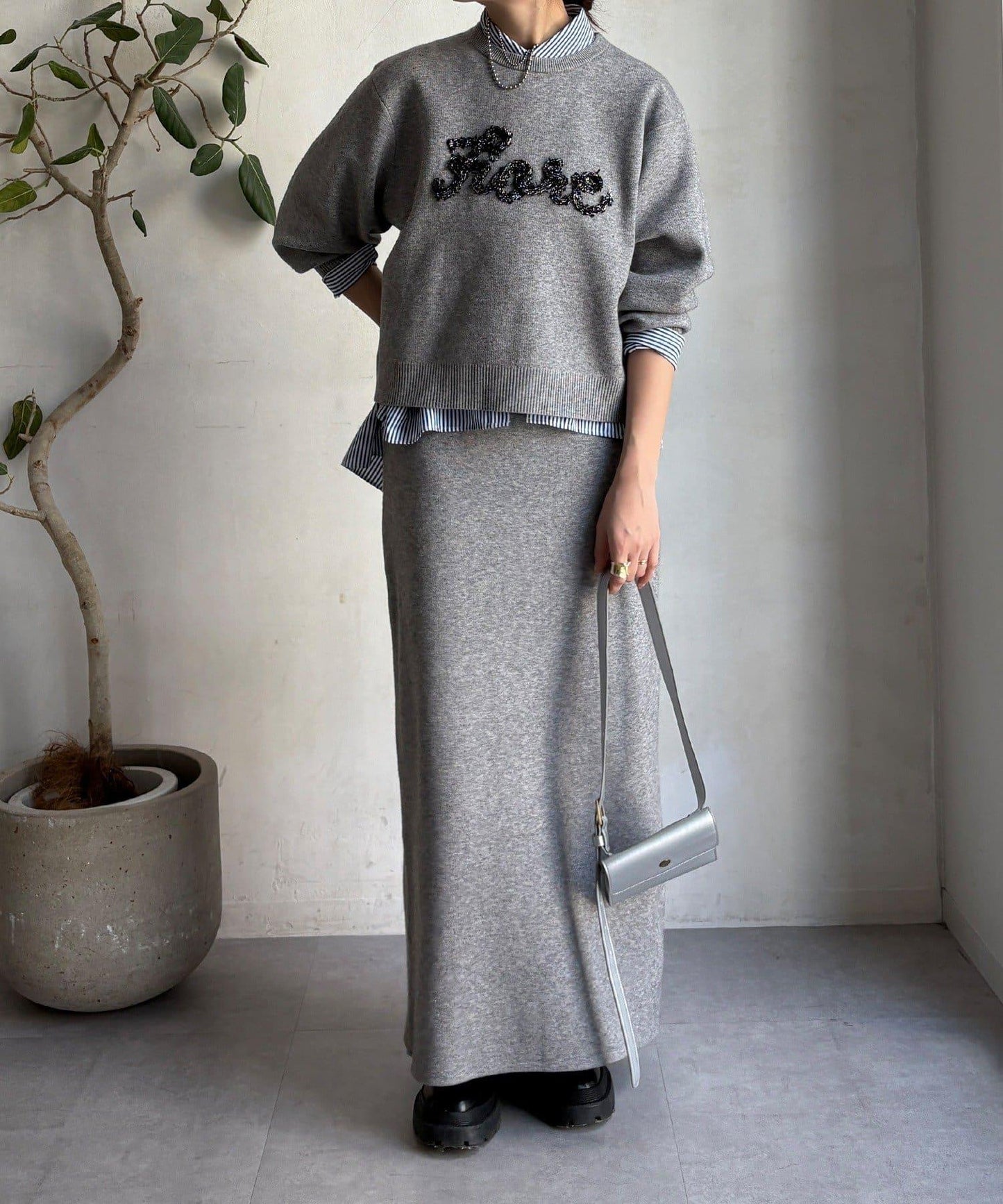 【套裝可搭配/官網限定】花呢織帶標誌針織衫