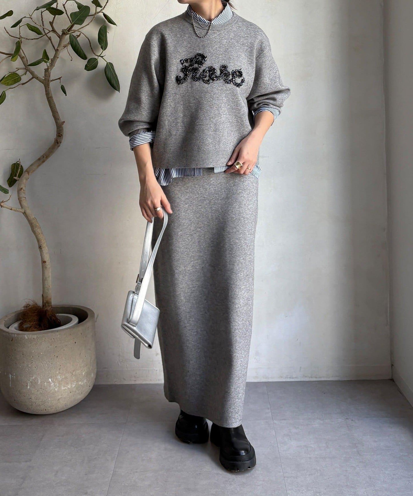 【套裝可搭配/官網限定】花呢織帶標誌針織衫