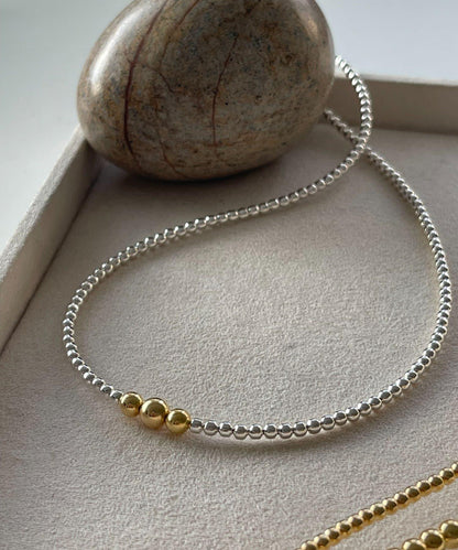 《スターリングシルバー/ゴールドメッキ使用》金色頂端納瓦霍珍珠3×40項鍊