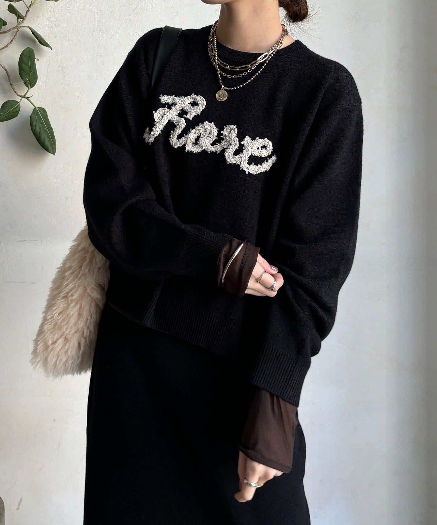 【套裝可搭配/官網限定】花呢織帶標誌針織衫