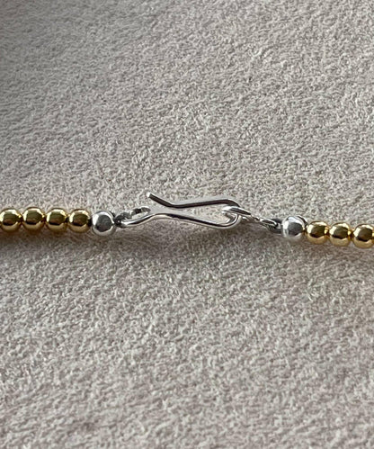 《スターリングシルバー/ゴールドメッキ使用》納瓦霍珍珠3×40項鍊