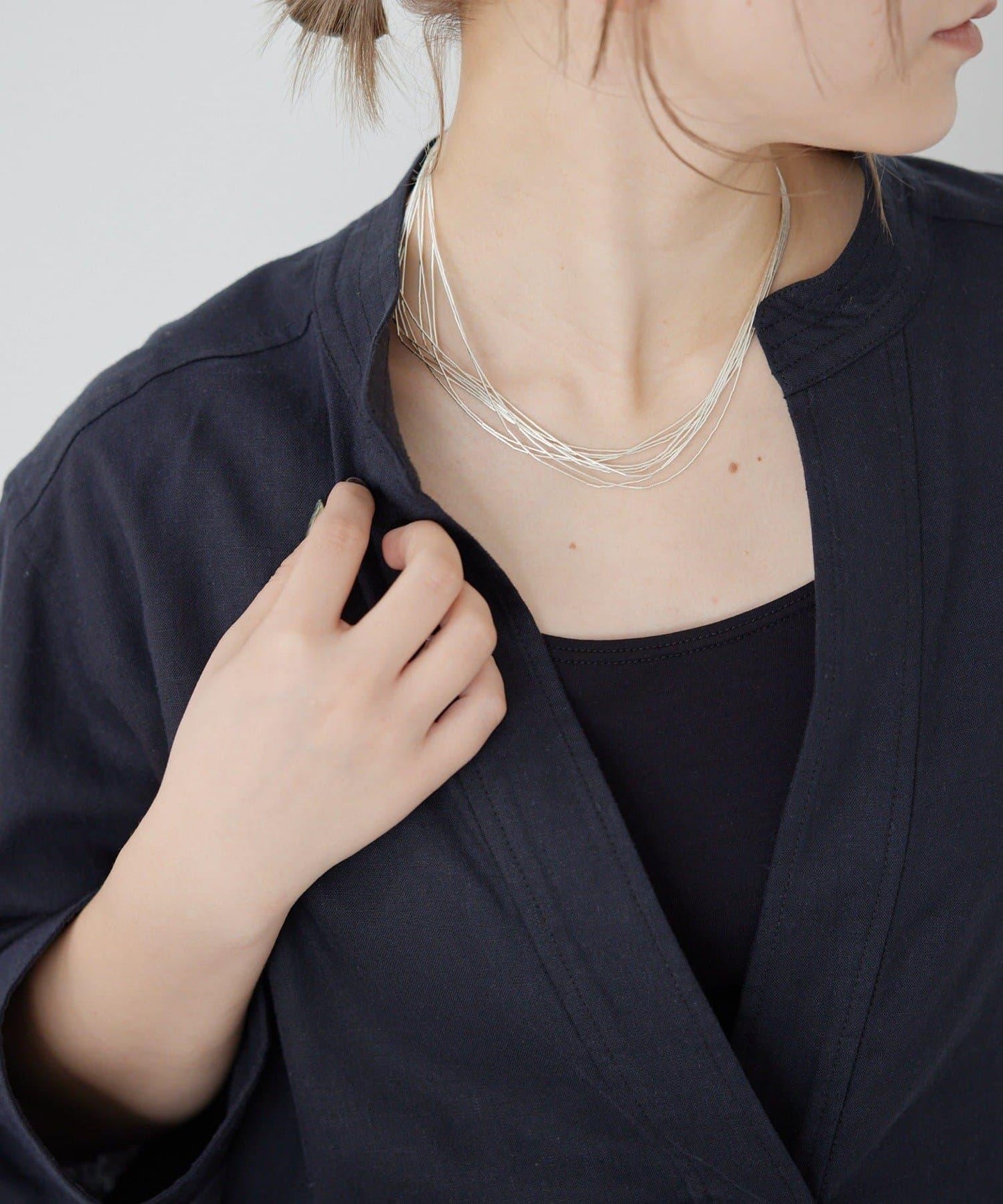 《スターリングシルバー使用》液態銀10×40短款項鍊