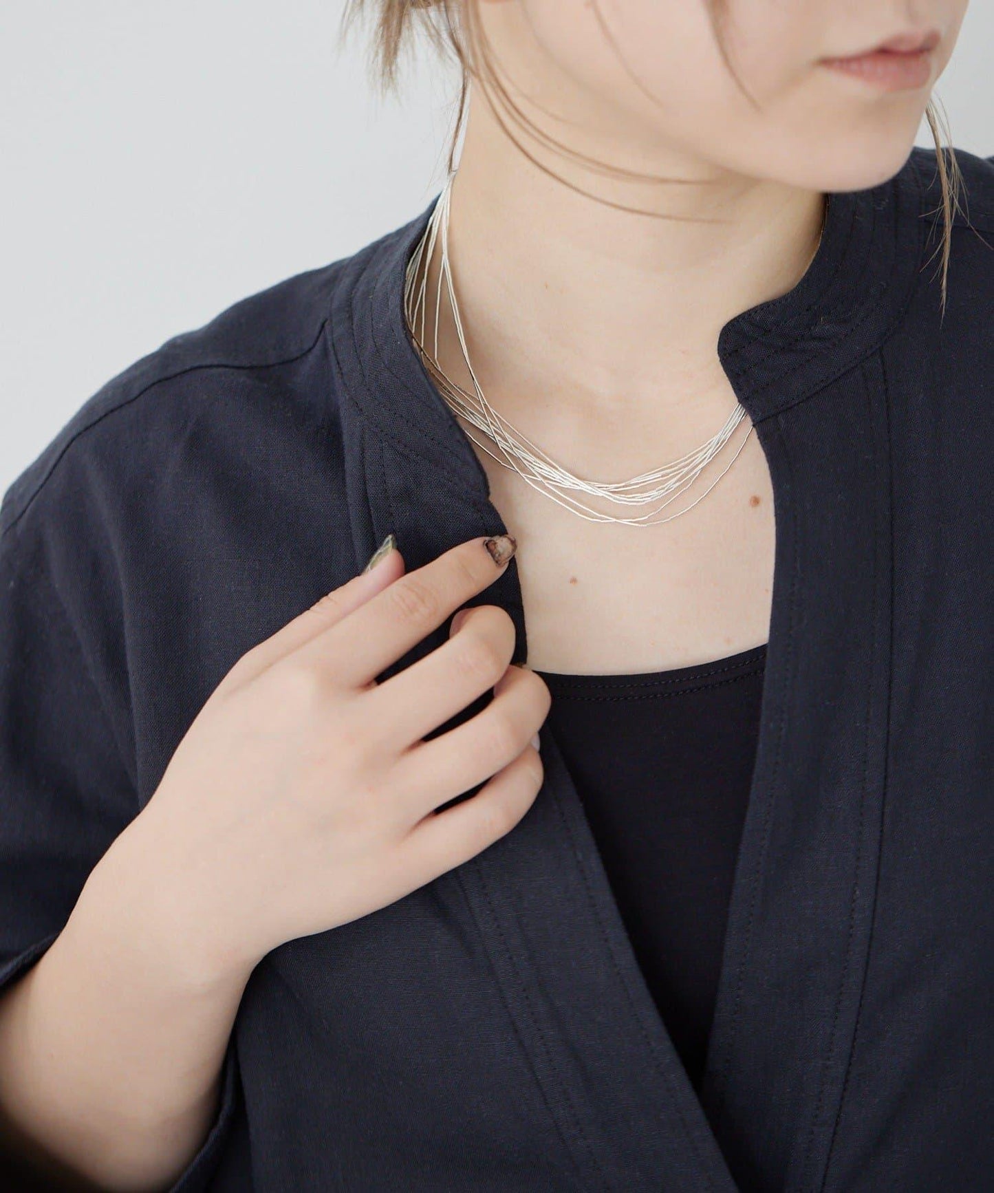 《スターリングシルバー使用》液態銀10×40短款項鍊