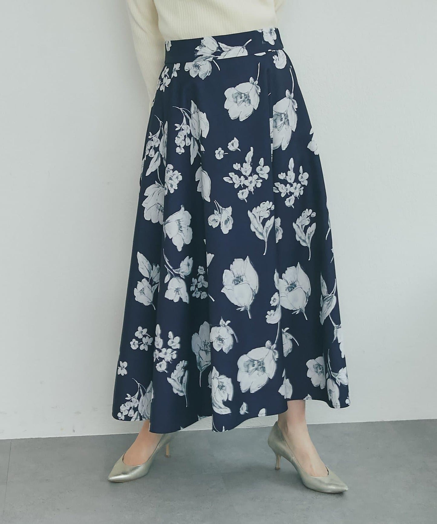花卉印花圓擺半身裙
