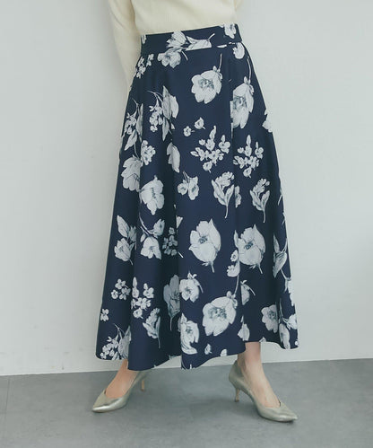 花卉印花圓擺半身裙