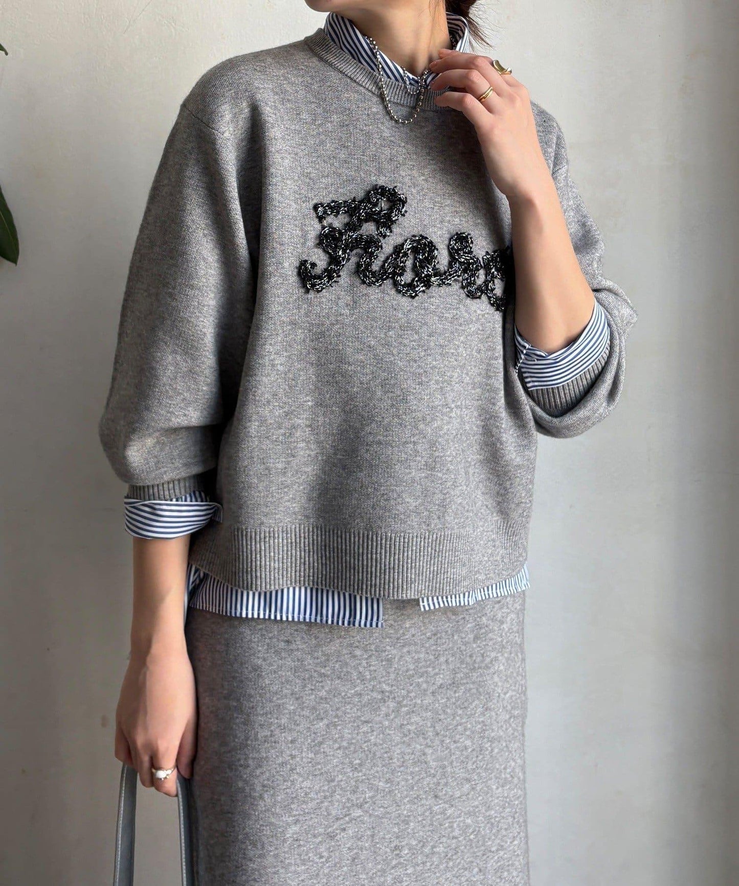 【套裝可搭配/官網限定】花呢織帶標誌針織衫