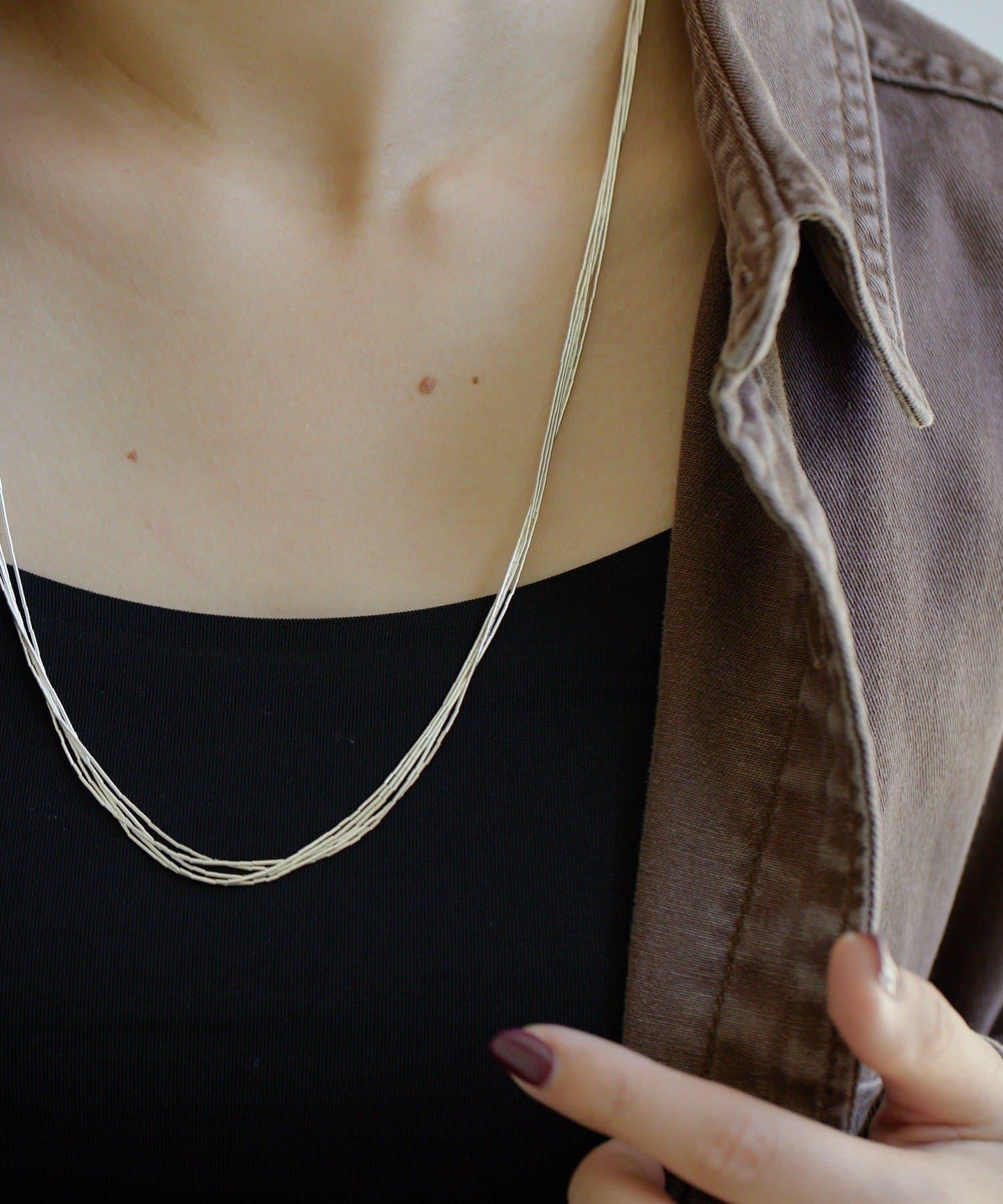 《スターリングシルバー使用》液態銀5×60長款項鍊