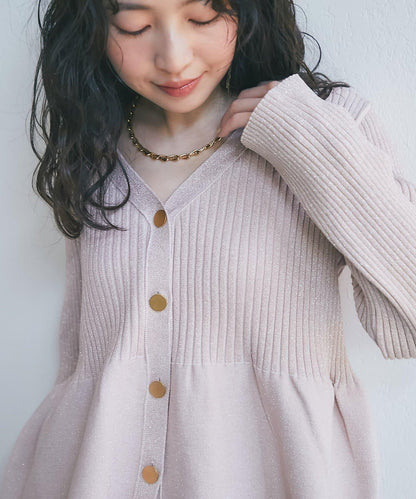 亮片荷葉邊前後兩穿開衫