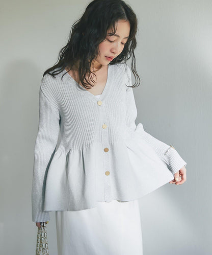 亮片荷葉邊前後兩穿開衫