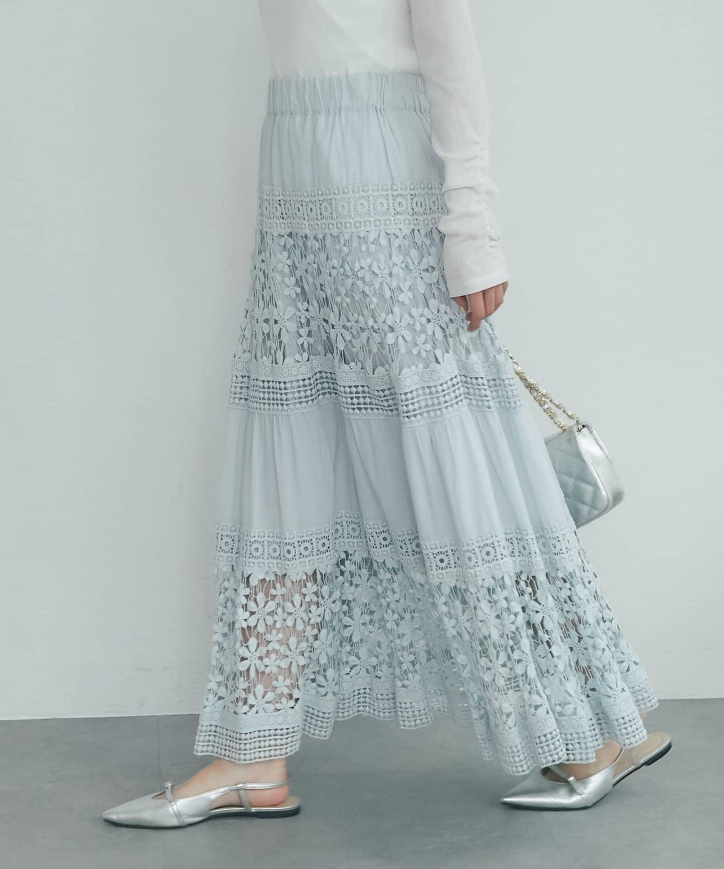 【復刻！】棉質蕾絲層疊長裙