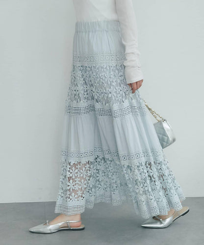 【復刻！】棉質蕾絲層疊長裙