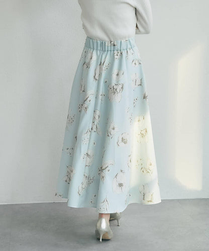 花卉印花圓擺半身裙