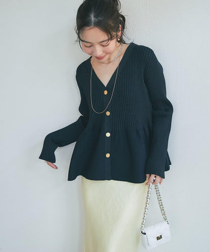 亮片荷葉邊前後兩穿開衫