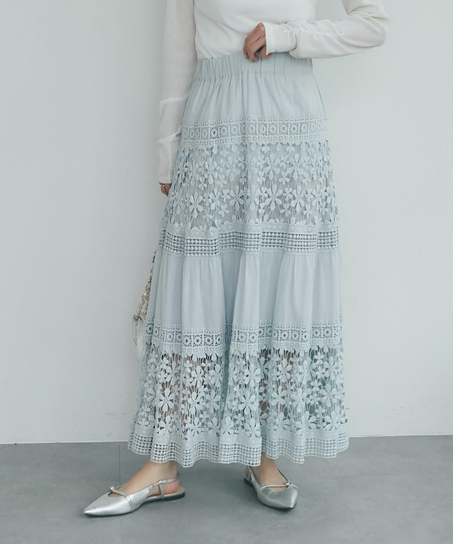 【復刻！】棉質蕾絲層疊長裙