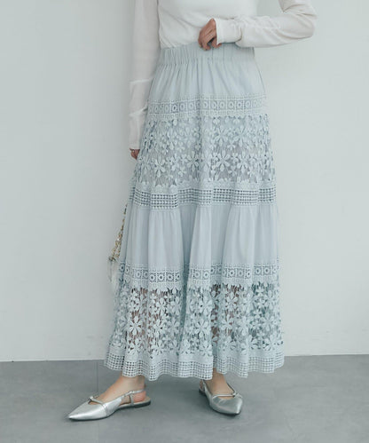 【復刻！】棉質蕾絲層疊長裙