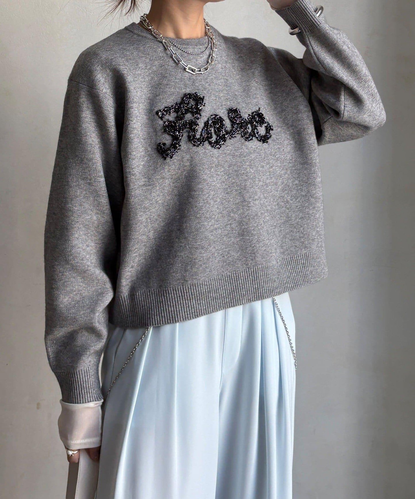 【套裝可搭配/官網限定】花呢織帶標誌針織衫