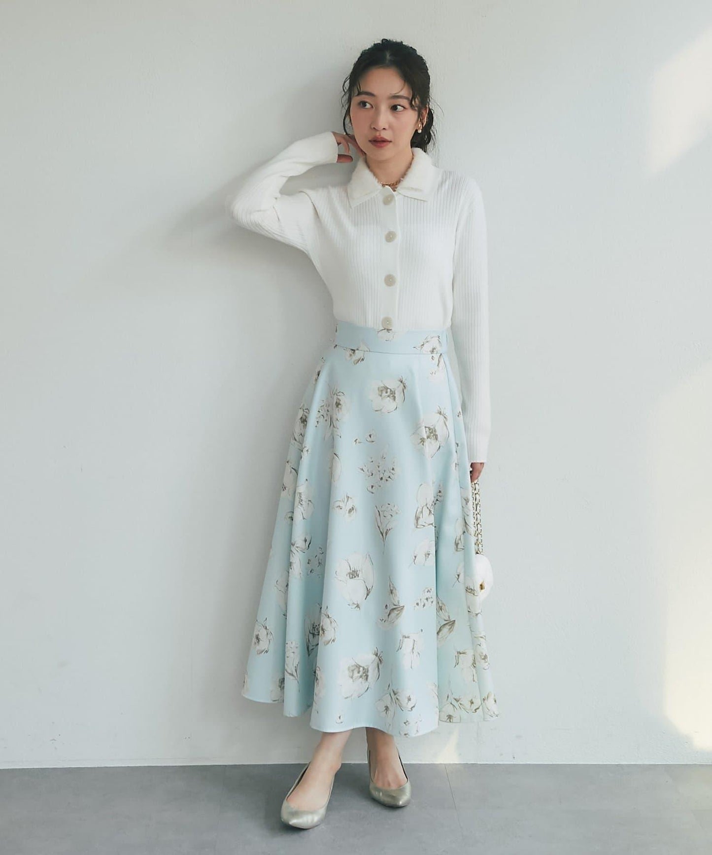 毛絨翻領羅紋針織開衫