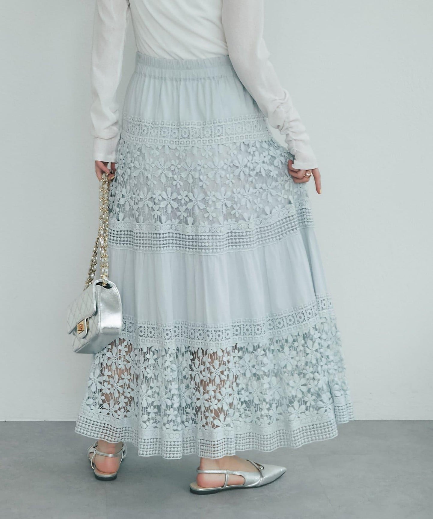 【復刻！】棉質蕾絲層疊長裙