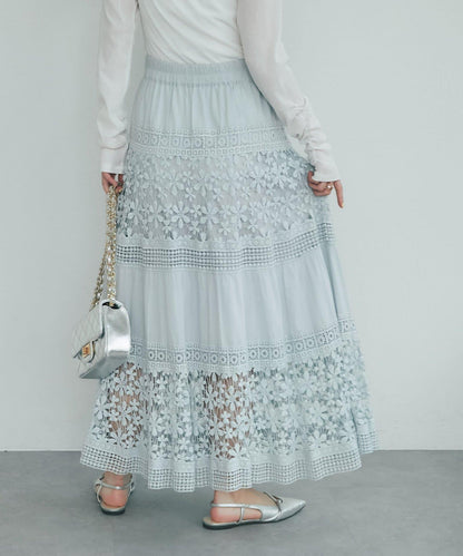 【復刻！】棉質蕾絲層疊長裙