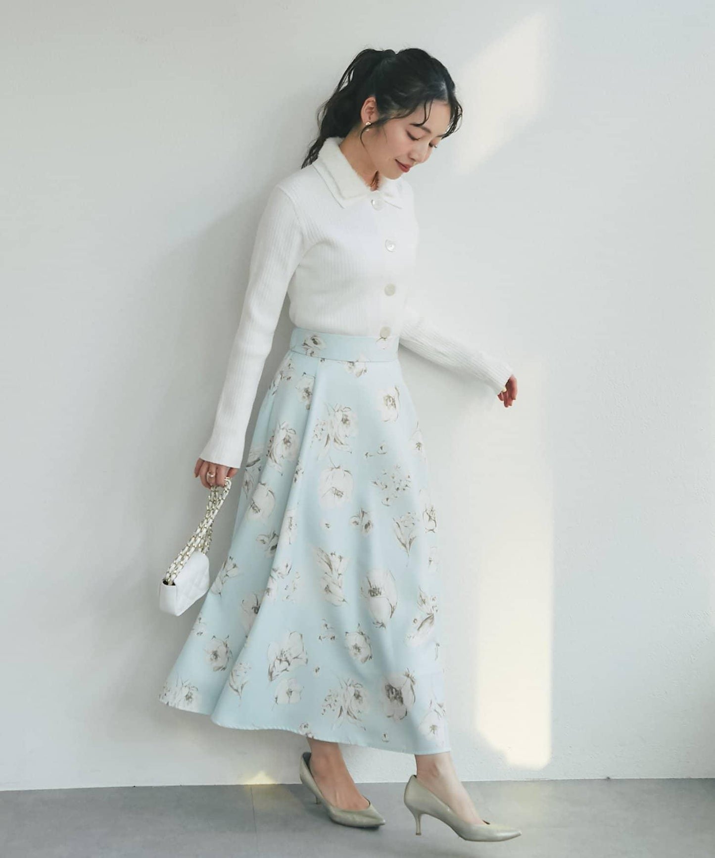 花卉印花圓擺半身裙