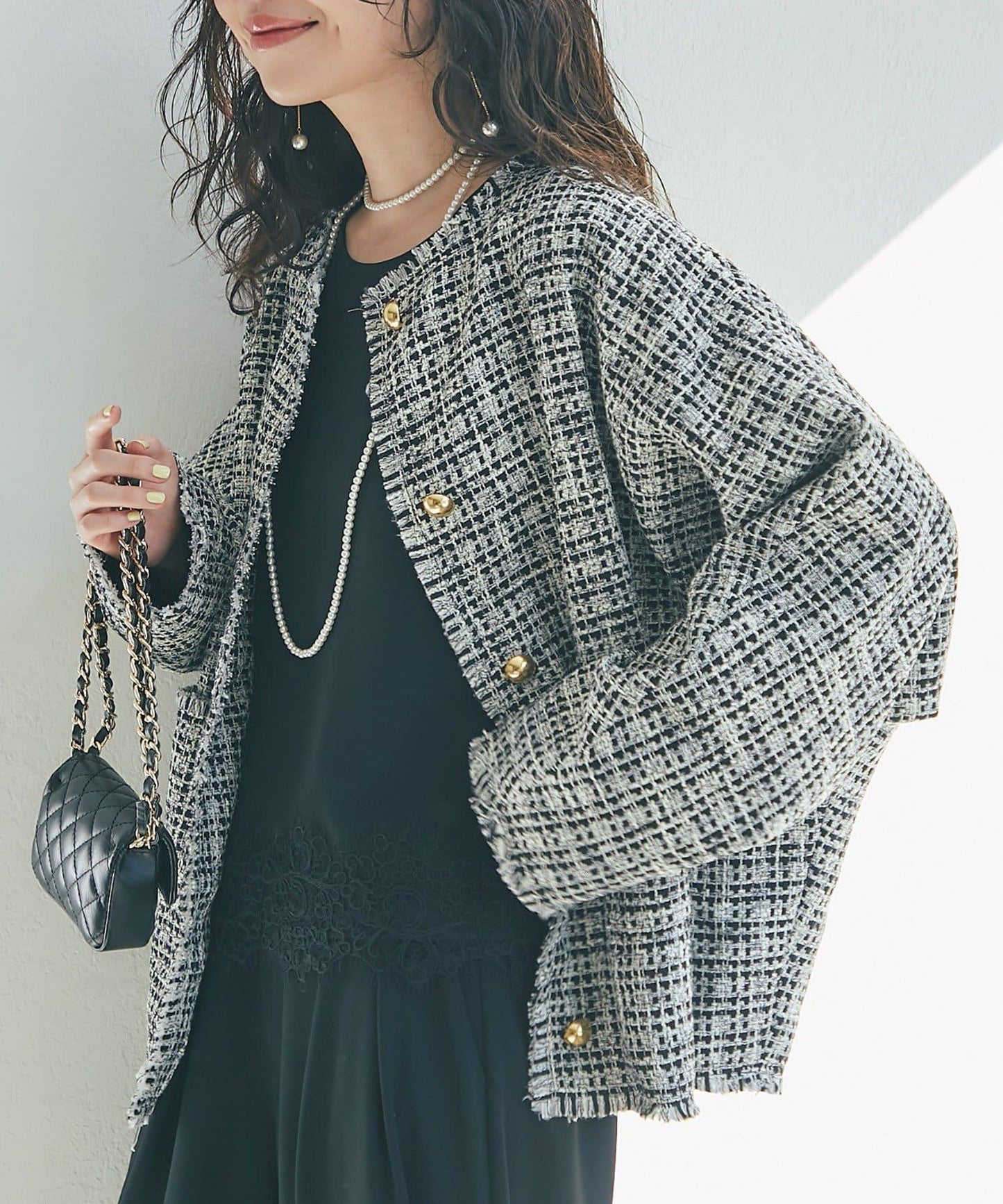 金色紐扣粗花呢夾克