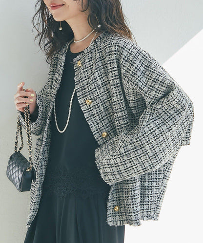 金色紐扣粗花呢夾克