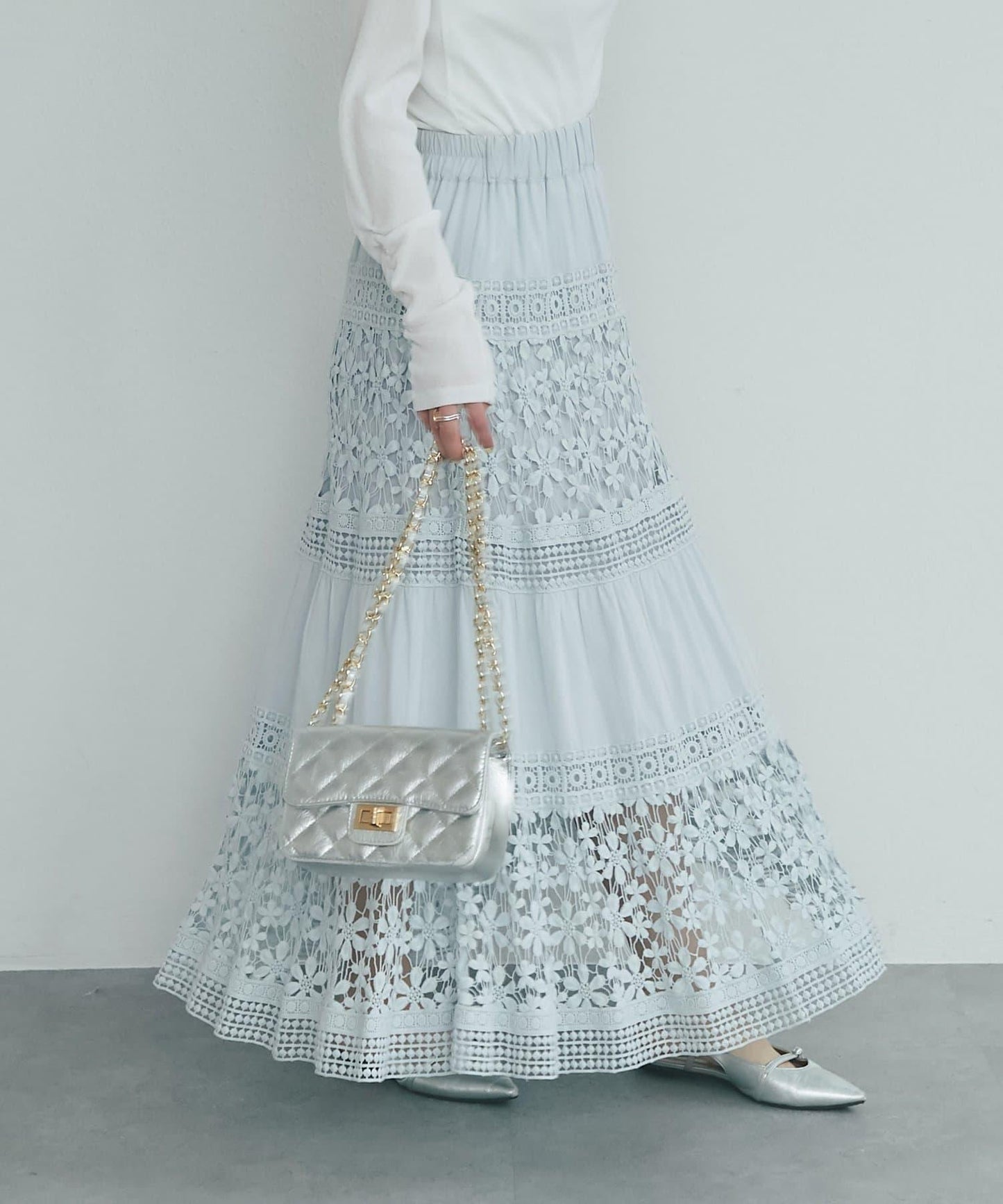 【復刻！】棉質蕾絲層疊長裙