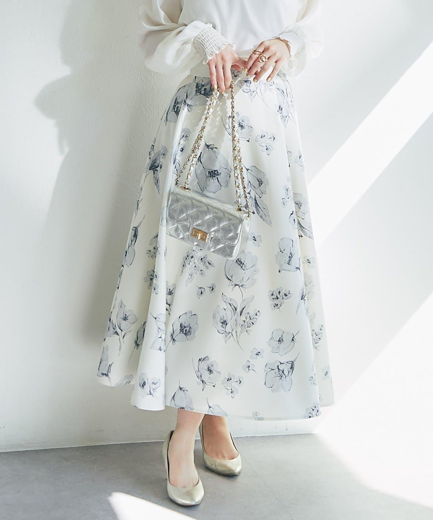 花卉印花圓擺半身裙