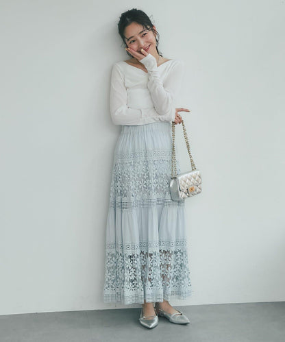 【復刻！】棉質蕾絲層疊長裙