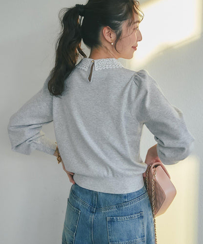 蕾絲領針織衫