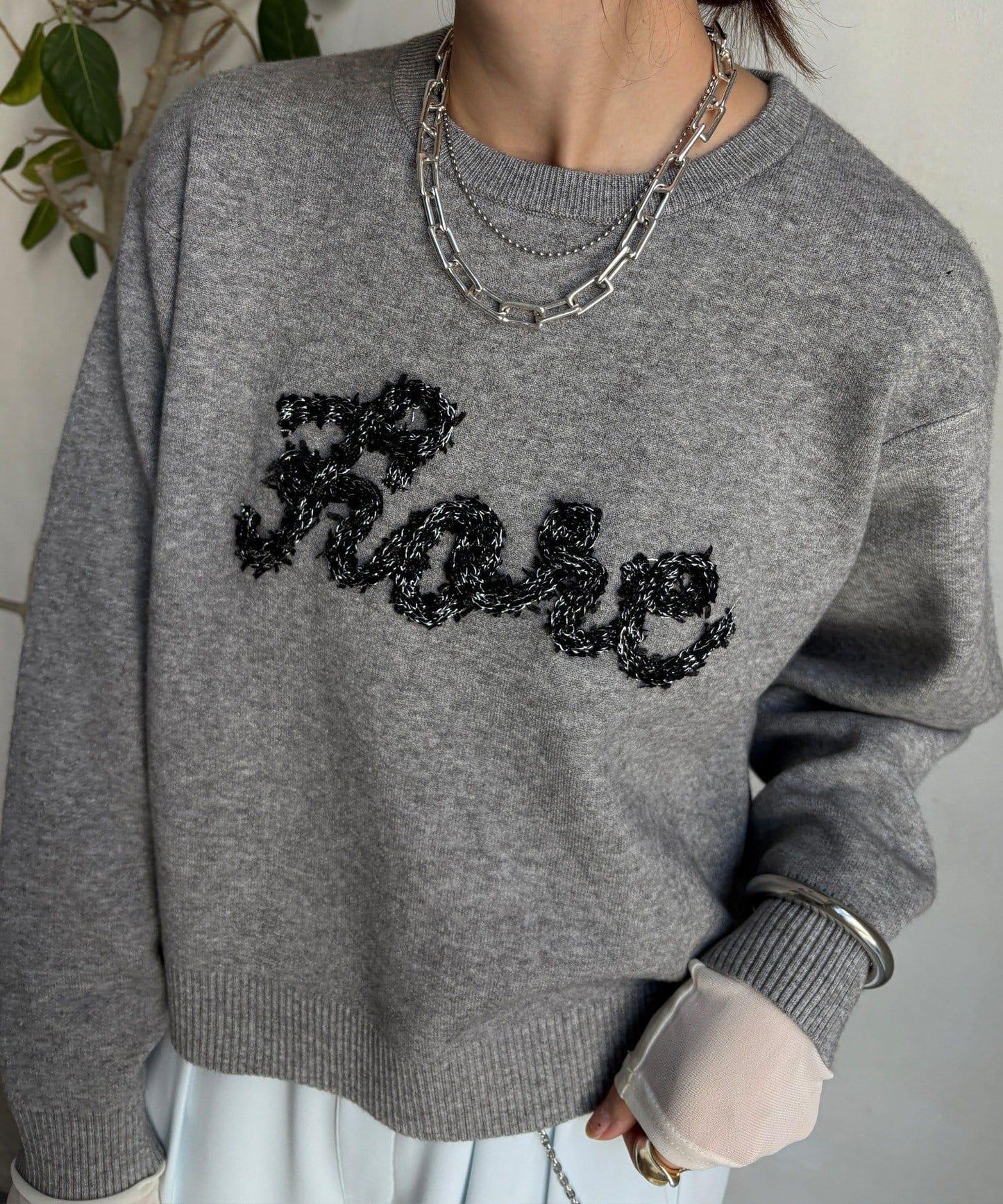 【套裝可搭配/官網限定】花呢織帶標誌針織衫