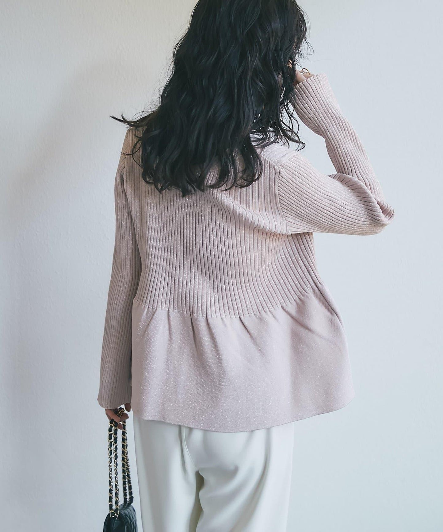 亮片荷葉邊前後兩穿開衫