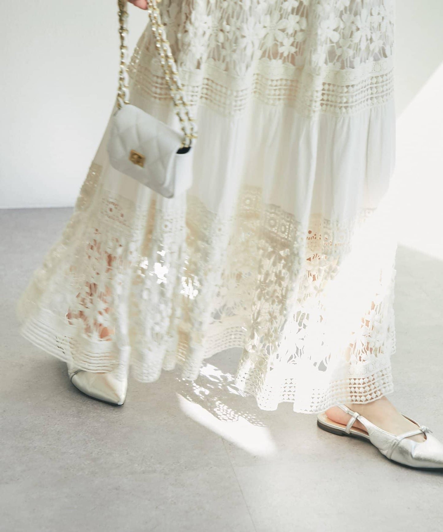 【復刻！】棉質蕾絲層疊長裙