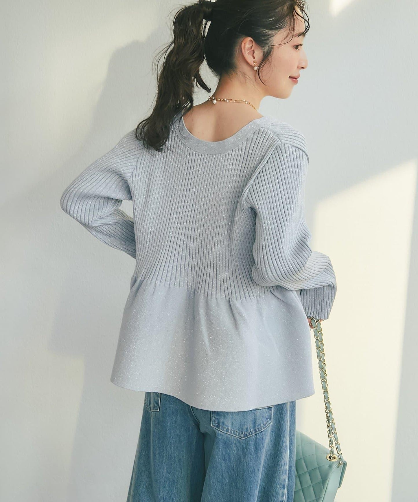 亮片荷葉邊前後兩穿開衫