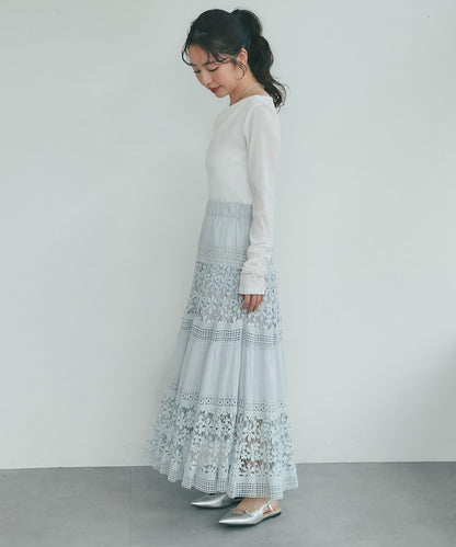 【復刻！】棉質蕾絲層疊長裙