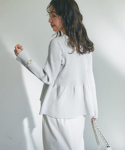 亮片荷葉邊前後兩穿開衫