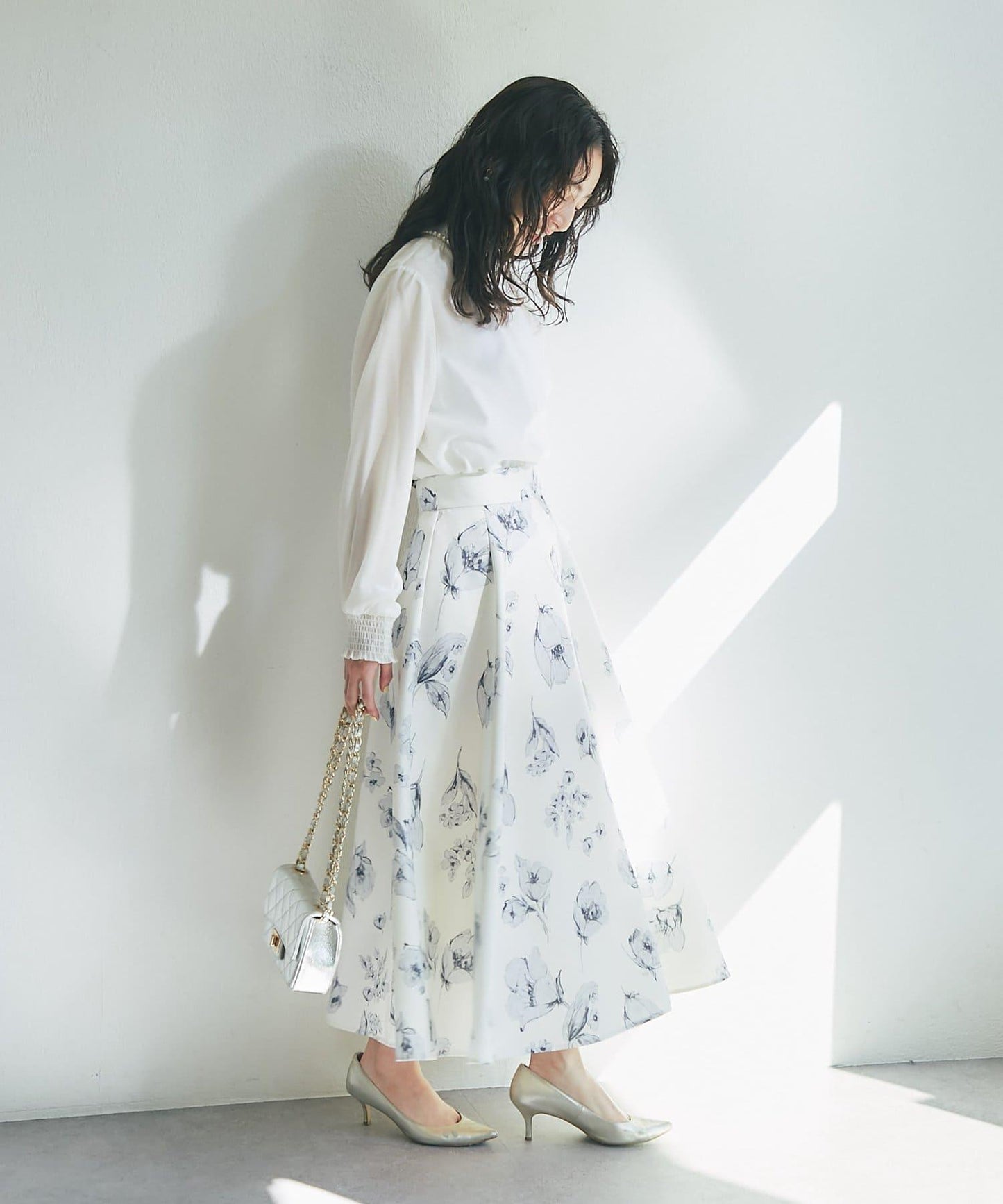 花卉印花圓擺半身裙