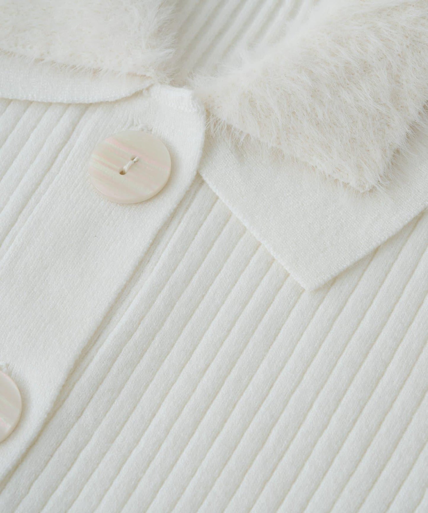 毛絨翻領羅紋針織開衫