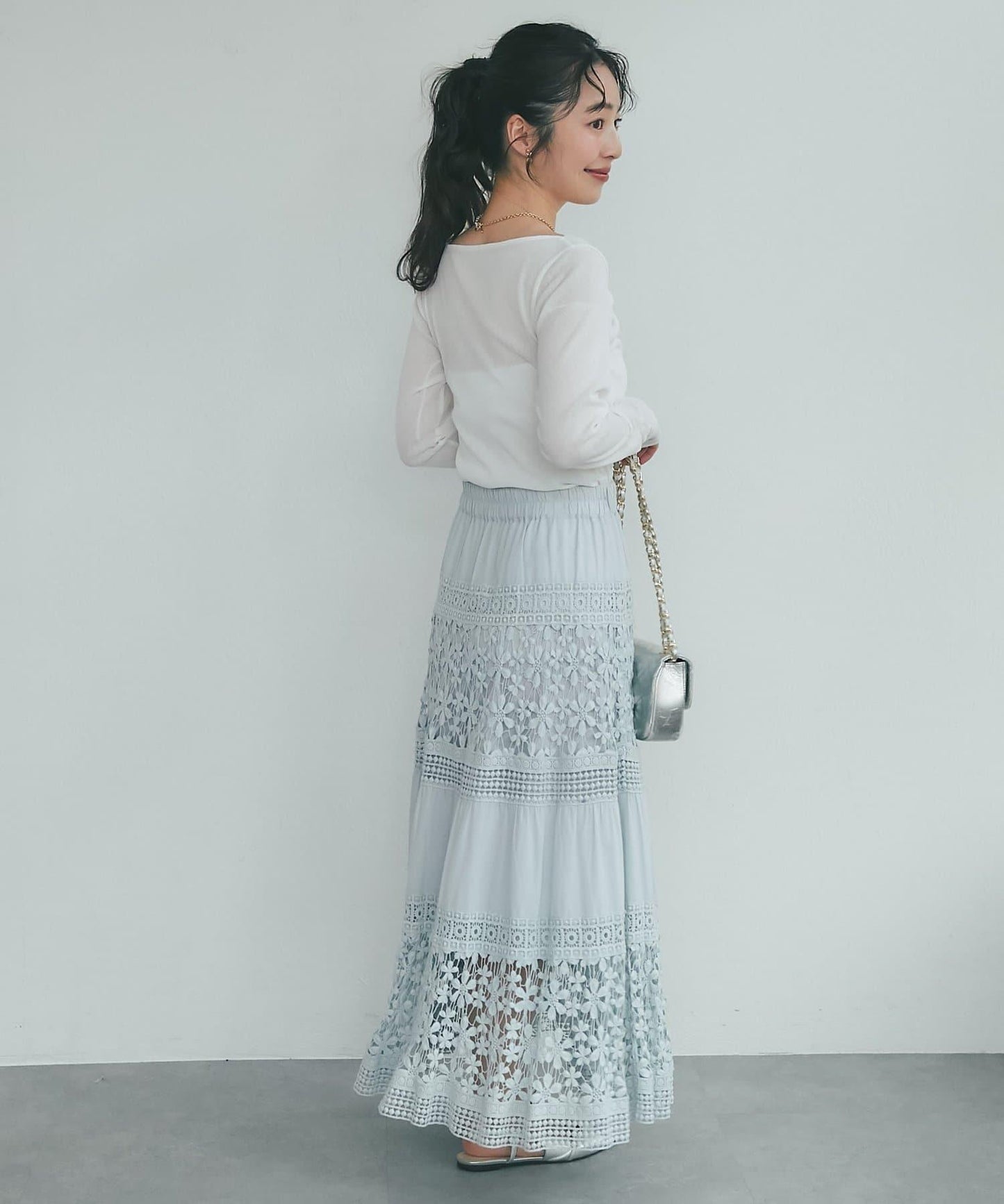 【復刻！】棉質蕾絲層疊長裙