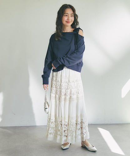 【復刻！】棉質蕾絲層疊長裙