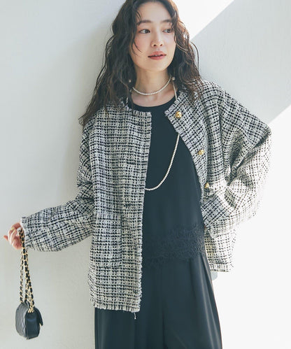 金色紐扣粗花呢夾克